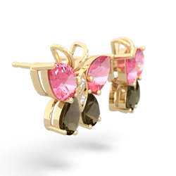 Lab Pink Sapphire Butterfly 14K Yellow Gold earrings E2215