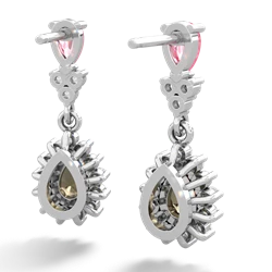 Lab Pink Sapphire Halo Pear Dangle 14K White Gold earrings E1882