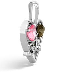 Lab Pink Sapphire Celtic Trinity Heart 14K White Gold pendant P5331