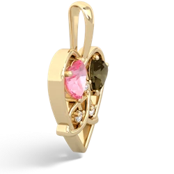 Lab Pink Sapphire Celtic Trinity Heart 14K Yellow Gold pendant P5331