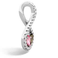 Lab Pink Sapphire Pave Twist 'One Heart' 14K White Gold pendant P5360