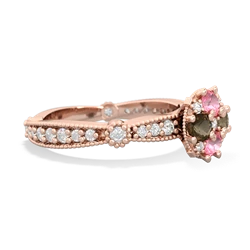 Lab Pink Sapphire Sparkling Tiara Cluster 14K Rose Gold ring R26293RD