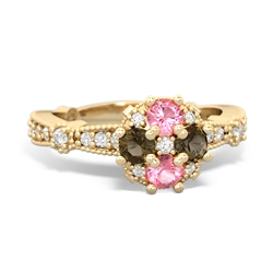 Lab Pink Sapphire Sparkling Tiara Cluster 14K Yellow Gold ring R26293RD