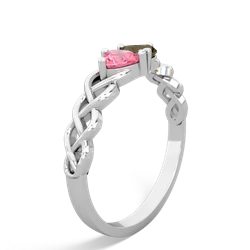 Lab Pink Sapphire Heart To Heart Braid 14K White Gold ring R5870