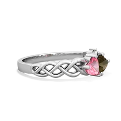 Lab Pink Sapphire Heart To Heart Braid 14K White Gold ring R5870