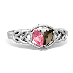 Lab Pink Sapphire Celtic Love Knot 14K White Gold ring R5420