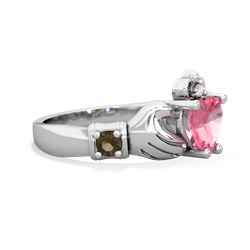 Lab Pink Sapphire Claddagh Keepsake 14K White Gold ring R5245