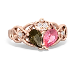 Lab Pink Sapphire 'One Heart' Celtic Knot Claddagh 14K Rose Gold ring R5322