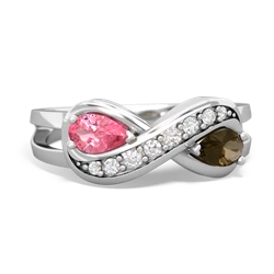 Lab Pink Sapphire Diamond Infinity 14K White Gold ring R5390