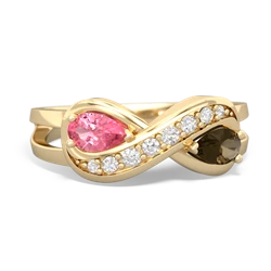 Lab Pink Sapphire Diamond Infinity 14K Yellow Gold ring R5390