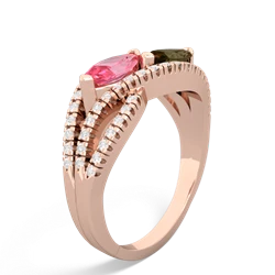 Lab Pink Sapphire Diamond Rivers 14K Rose Gold ring R3070