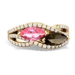 Lab Pink Sapphire Diamond Rivers 14K Yellow Gold ring R3070