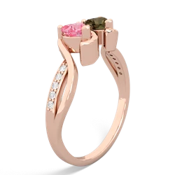 Lab Pink Sapphire Side By Side 14K Rose Gold ring R3090