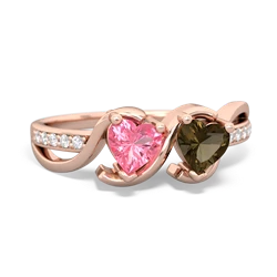 Lab Pink Sapphire Side By Side 14K Rose Gold ring R3090