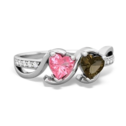 Lab Pink Sapphire Side By Side 14K White Gold ring R3090