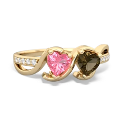 Lab Pink Sapphire Side By Side 14K Yellow Gold ring R3090