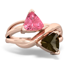 Lab Pink Sapphire Split Band Swirl 14K Rose Gold ring R2341