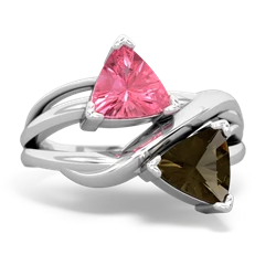 Lab Pink Sapphire Split Band Swirl 14K White Gold ring R2341