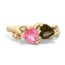 Lab Pink Sapphire Floral Elegance 14K Yellow Gold ring R5790