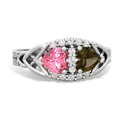 Lab Pink Sapphire Sparkling Celtic Knot 14K White Gold ring R2645