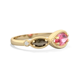 Lab Pink Sapphire Milgrain Marquise 14K Yellow Gold ring R5700