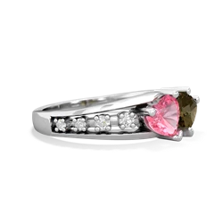 Lab Pink Sapphire Heart To Heart 14K White Gold ring R3342