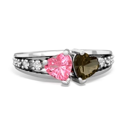 Lab Pink Sapphire Heart To Heart 14K White Gold ring R3342