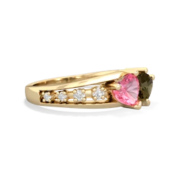 Lab Pink Sapphire Heart To Heart 14K Yellow Gold ring R3342