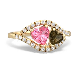 Lab Pink Sapphire Mother And Child 14K Yellow Gold ring R3010