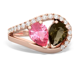 Lab Pink Sapphire Nestled Heart Keepsake 14K Rose Gold ring R5650