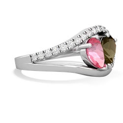 Lab Pink Sapphire Nestled Heart Keepsake 14K White Gold ring R5650