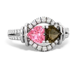 Lab Pink Sapphire Art-Deco Keepsake 14K White Gold ring R5630