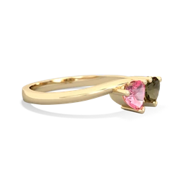 Lab Pink Sapphire Sweethearts 14K Yellow Gold ring R5260