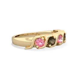 Lab Pink Sapphire Anniversary Band 14K Yellow Gold ring R2089