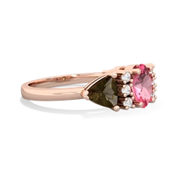 Lab Pink Sapphire Antique Style Three Stone 14K Rose Gold ring R2186