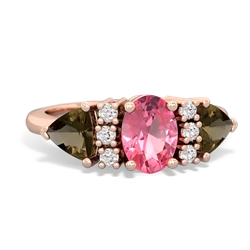 Lab Pink Sapphire Antique Style Three Stone 14K Rose Gold ring R2186