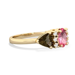 Lab Pink Sapphire Antique Style Three Stone 14K Yellow Gold ring R2186