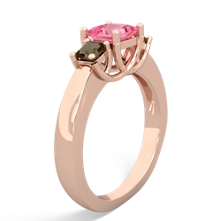 Lab Pink Sapphire Three Stone Trellis 14K Rose Gold ring R4015