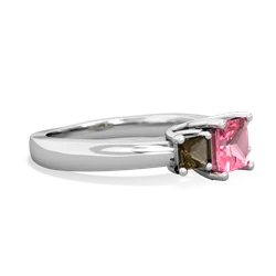 Lab Pink Sapphire Three Stone Trellis 14K White Gold ring R4015