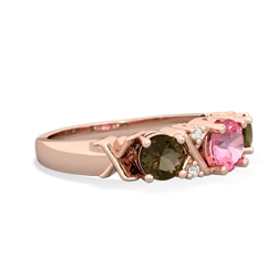 Lab Pink Sapphire Hugs And Kisses 14K Rose Gold ring R5016