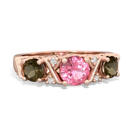 Lab Pink Sapphire Hugs And Kisses 14K Rose Gold ring R5016