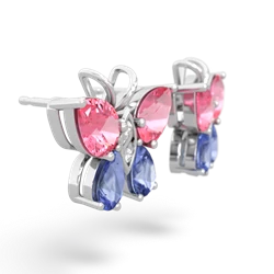 Lab Pink Sapphire Butterfly 14K White Gold earrings E2215