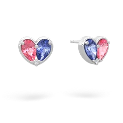 Lab Pink Sapphire 'Our Heart' 14K White Gold earrings E5072