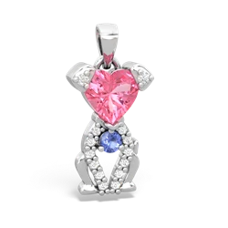 Lab Pink Sapphire Puppy Love 14K White Gold pendant P5800