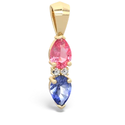 Lab Pink Sapphire Bowtie Drop 14K Yellow Gold pendant P0865