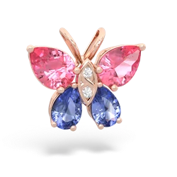 Lab Pink Sapphire Butterfly 14K Rose Gold pendant P2215