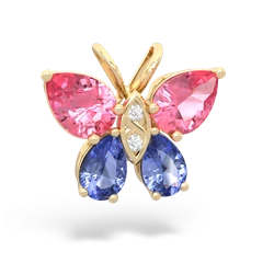 Lab Pink Sapphire Butterfly 14K Yellow Gold pendant P2215