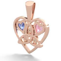 Lab Pink Sapphire Celtic Trinity Heart 14K Rose Gold pendant P5331