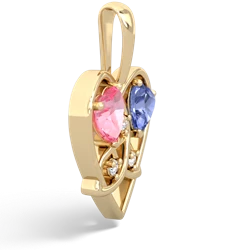 Lab Pink Sapphire Celtic Trinity Heart 14K Yellow Gold pendant P5331