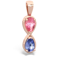 Lab Pink Sapphire Infinity 14K Rose Gold pendant P5050